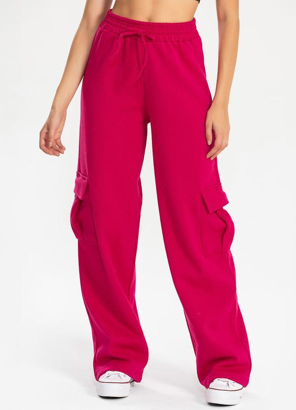 Vista 2 Calça Moletom Reta Cargo Pink Meu Jeans Meu Jeans