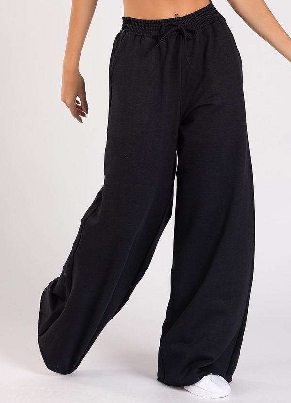 Calça Moletom Wide Leg Tai Preto