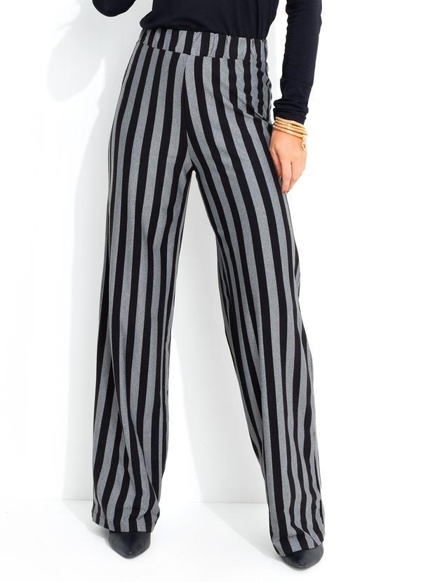 Calça Pantalona Listrada Preta