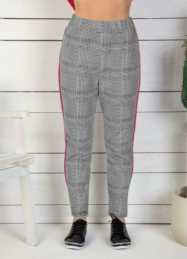 Calça Pied Poule com Listra na Lateral