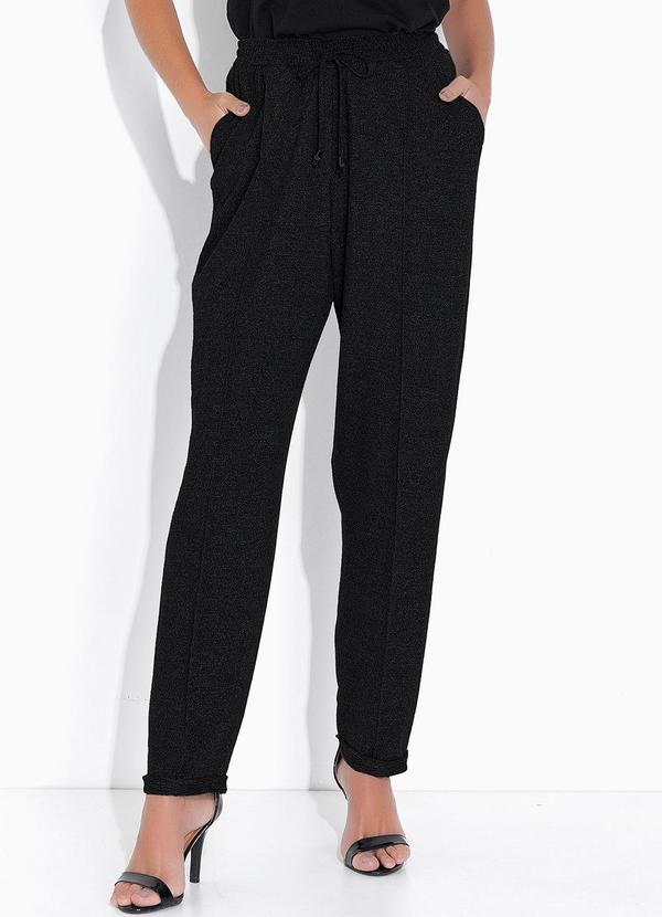 Calça Preta em Malha Tricô