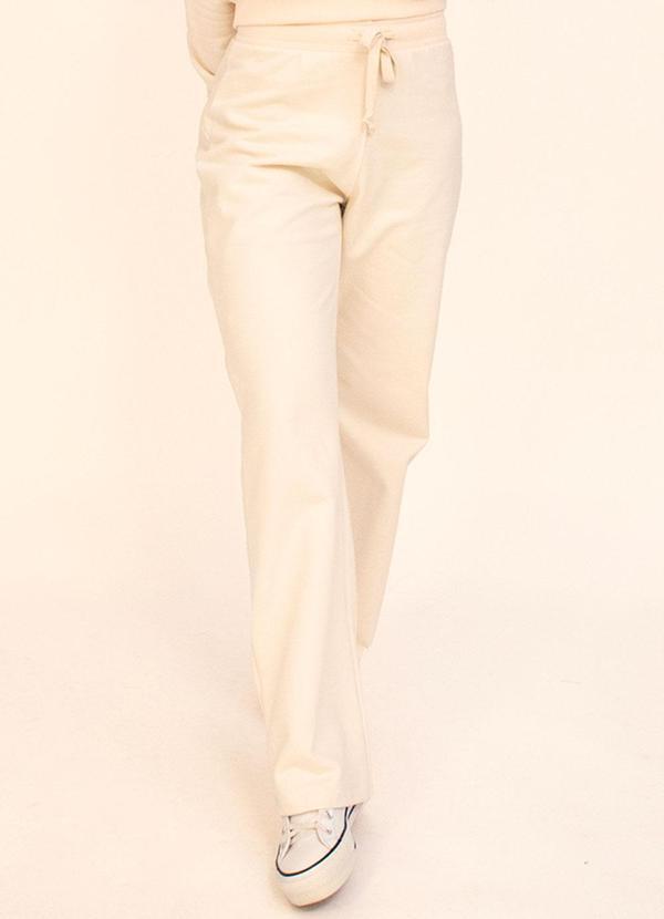 Calça Reta Feminina com Amarração Branco