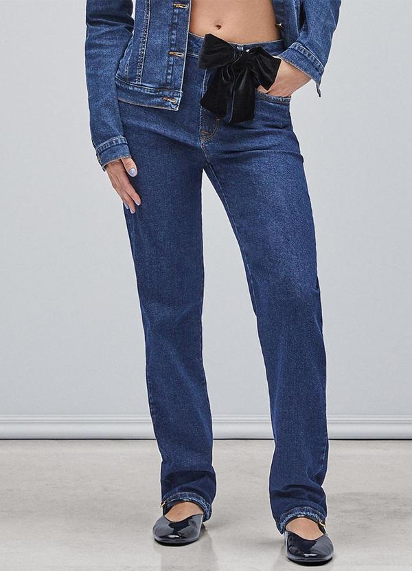 Calça Reta Jeans Azul Azul