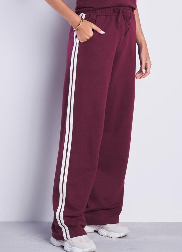 Calça Reta Sport Moletom sem Pelúcia Bordô