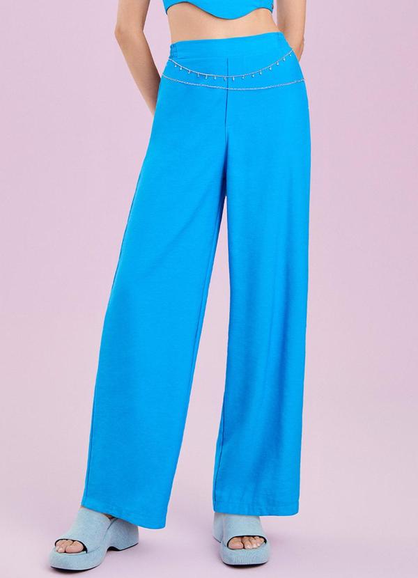Calça Wide Alfaiataria Azul Azul