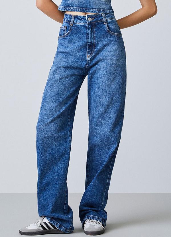 Calça Wide Jeans Azul Azul