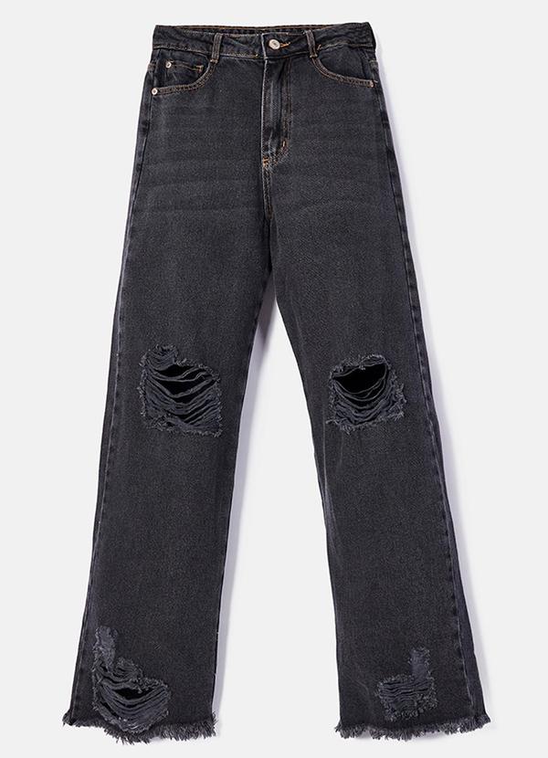 Calça Wide Jeans Black Preto