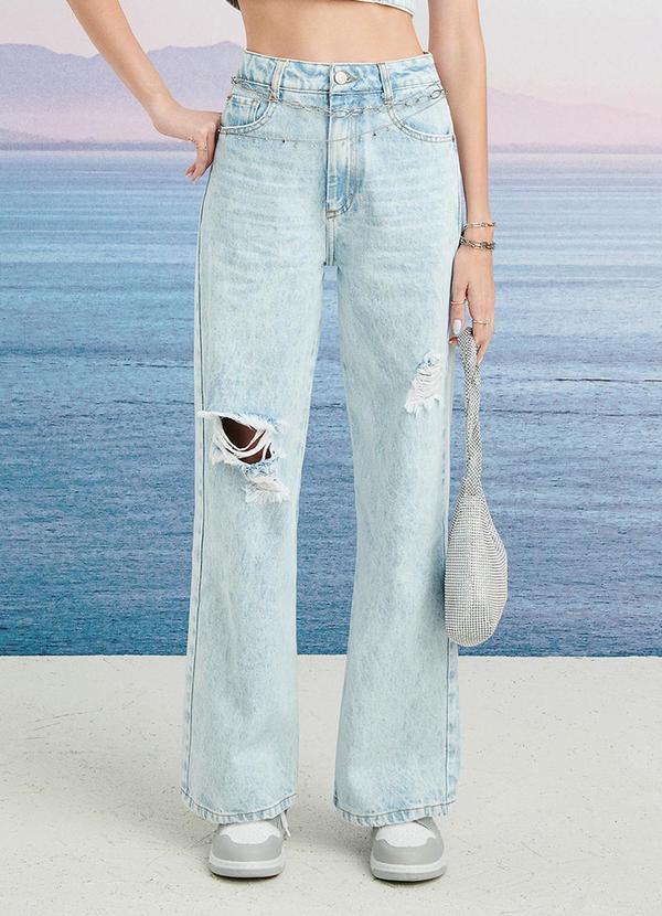 Calça Wide Leg Clara Azul