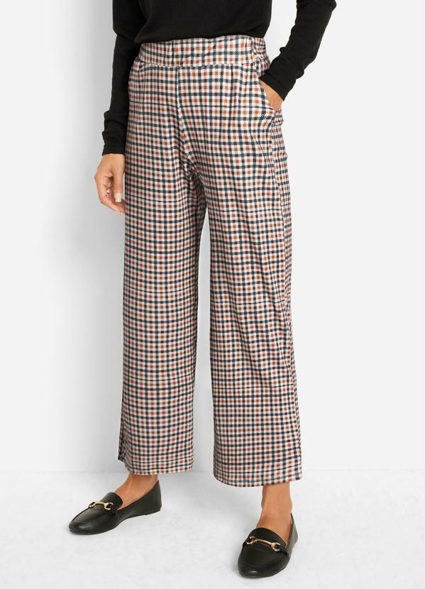 Calça com Bolso Faca Xadrez Verde