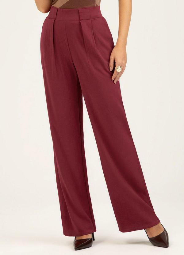 Calça em Viscose Vermelho Escuro