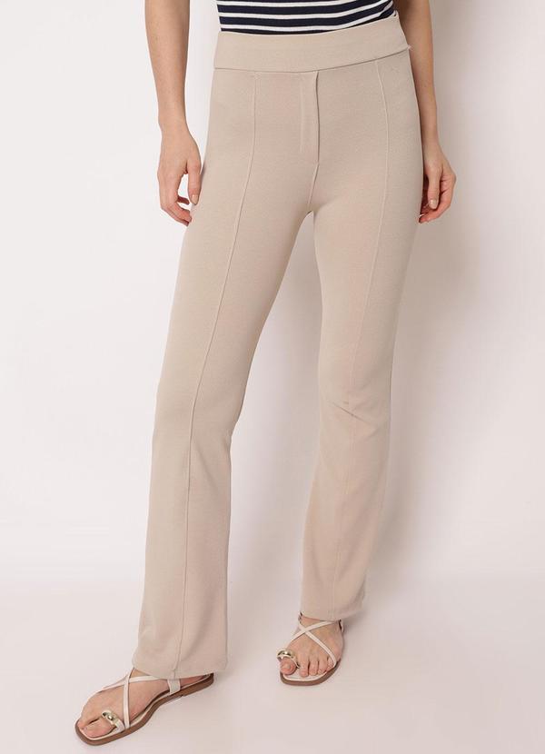 Calça Feminina Flare Crepe Bege