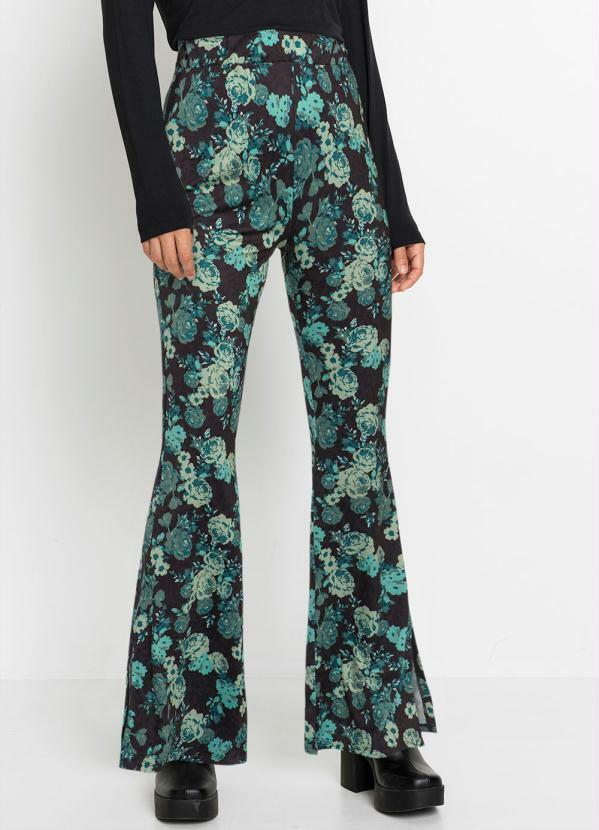 Calça Flare Floral Dark