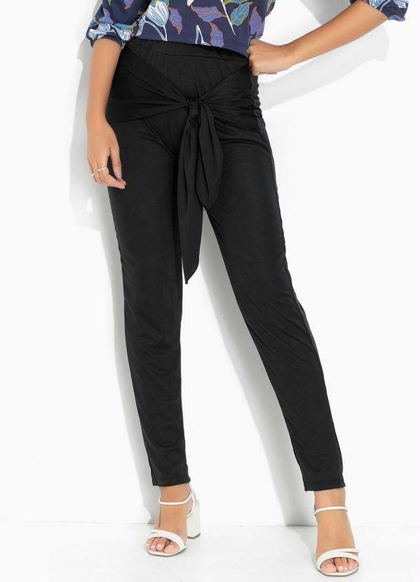 Vista 2 Calça Preta com Amarração Frontal Moda Pop Moda Pop