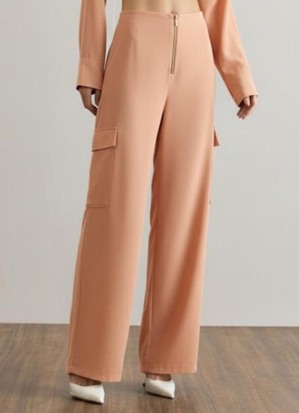 Vista 2 Calça Wide com Detalhe Zíper Laranja Carlota Costa Carlota Costa