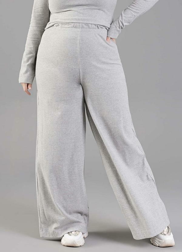 Calça Wide Leg Adulta Cinza
