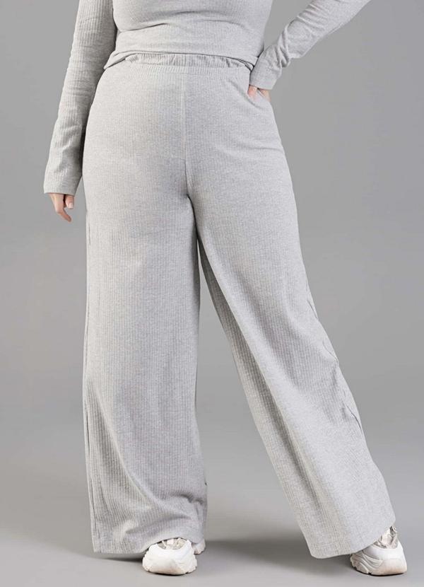 Calça Wide Leg Adulta Cinza