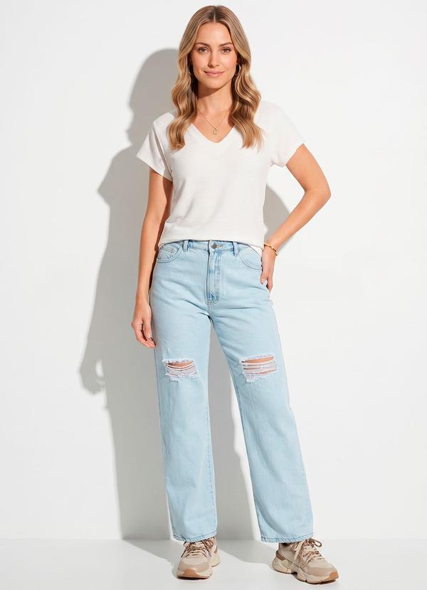 Calça Azul Claro com Rasgados