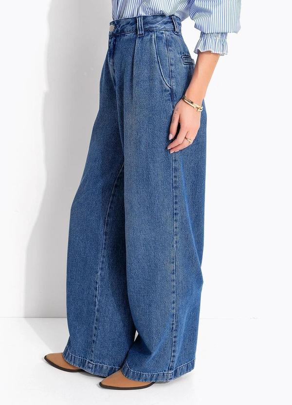 Calça Azul Escuro em Jeans de Algodão