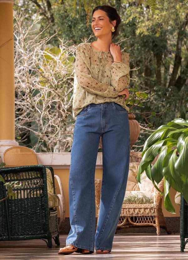 Calça Azul Médio em Jeans
