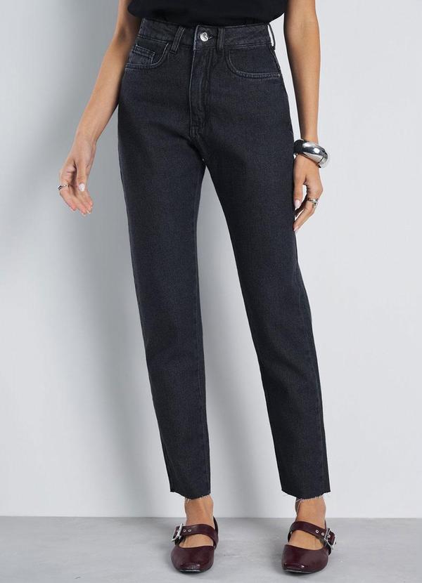 Calça Azul Mom Anne Cintura Média Azul