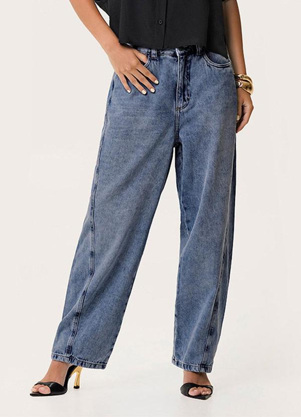 Calça Barrel Cintura Alta Jeans Azul