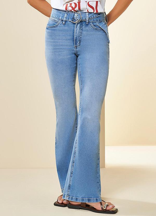 Vista 2 Calça Cintura Média Tropical Flare Jeans Azul Doce Trama Doce Trama