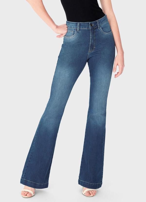 Vista 2 Calça Flare Jeans Cintura Alta Azul Enfim Enfim