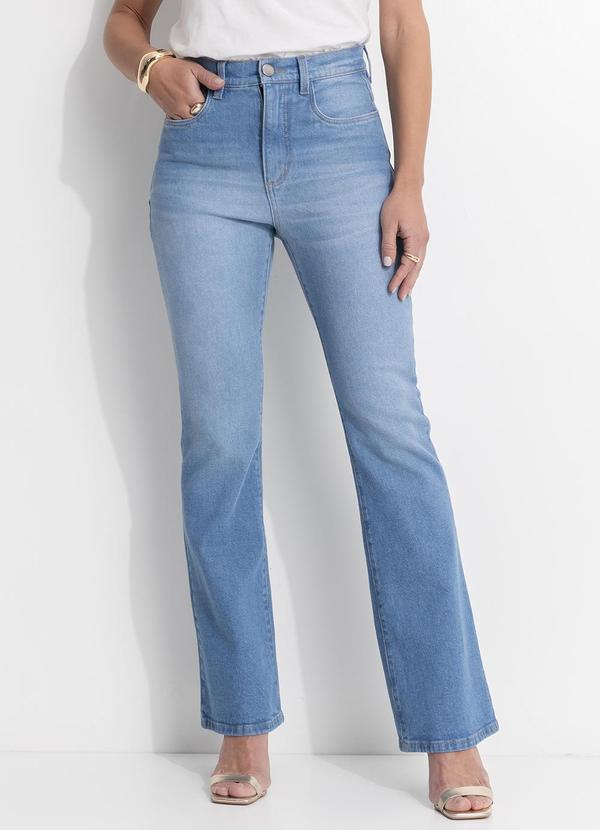Calça Flare Jeans Claro em Jeans