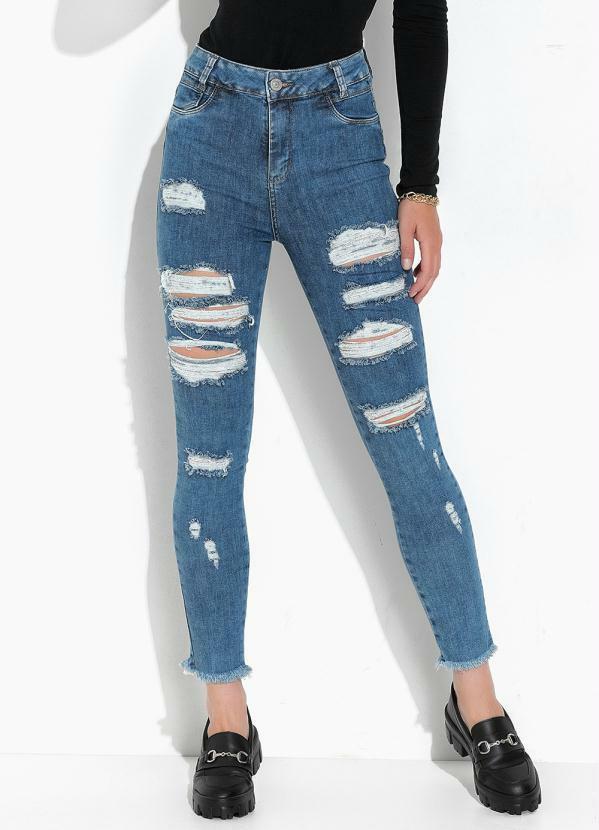 Calça Jeans Azul em Jeans