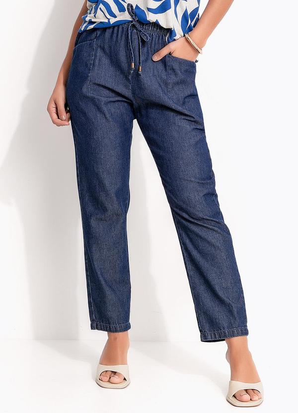 Calça Jeans Azul Escuro em Jeans