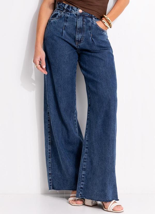 Calça Jeans Azul Escuro em Jeans