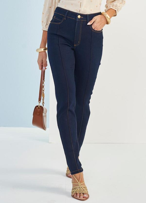 Vista 2 Calça Jeans Brisa Cintura Alta Skinny Azul Doce Trama Doce Trama