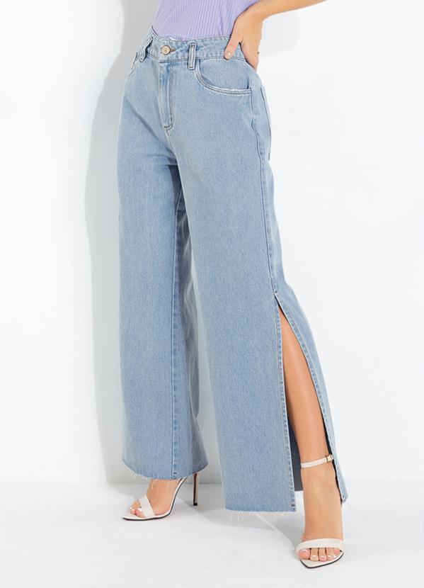 Calça Jeans Clara Wide Leg com Fendas Sawary
