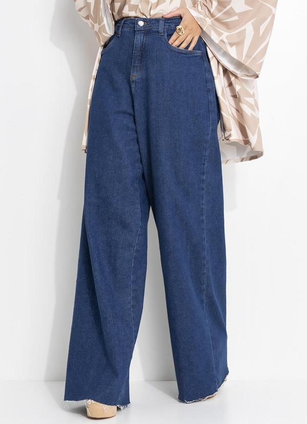 Calça Jeans Escuro em Jeans