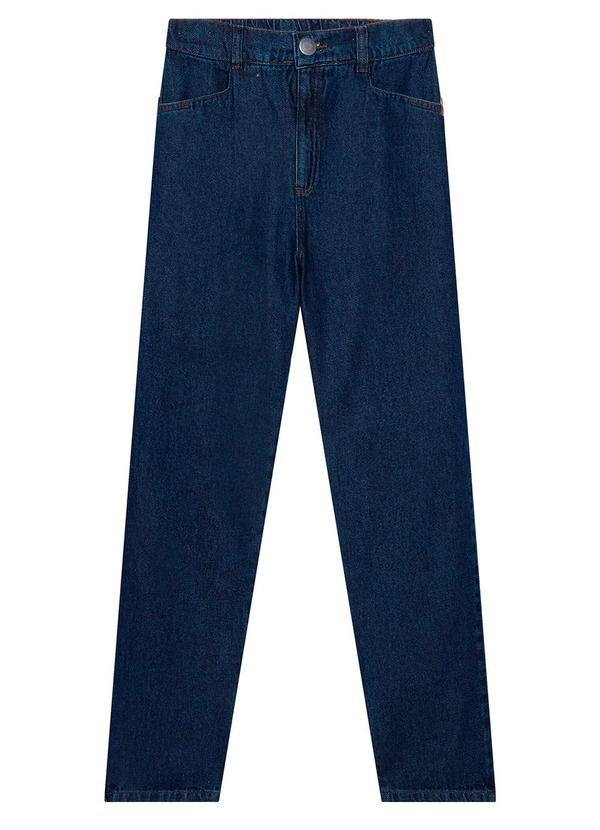 Calça Jeans Feminina Mom Elástico Azul