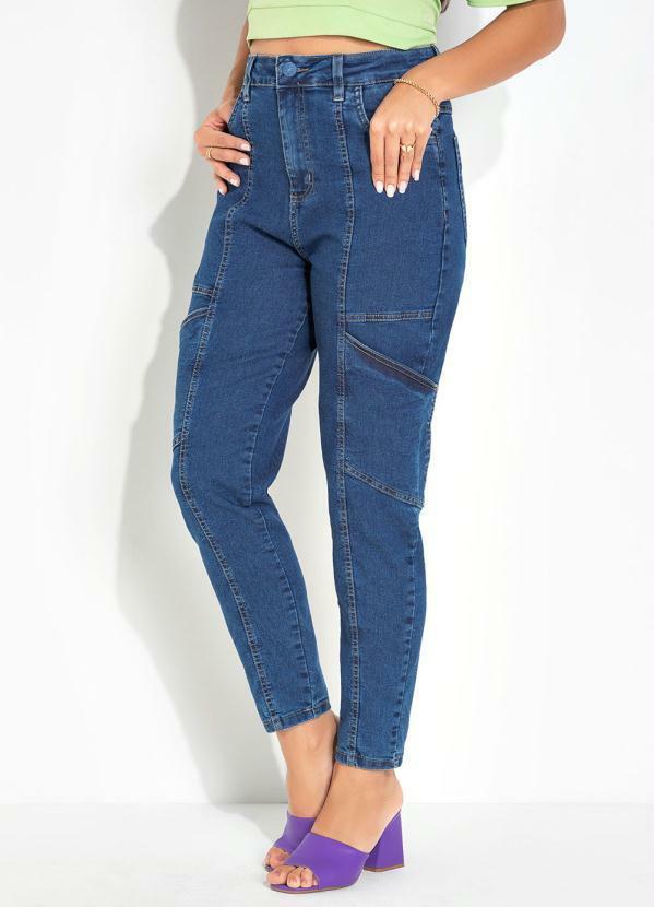Calça Jeans Mom Jeans com Bolsos Laterais Sawary