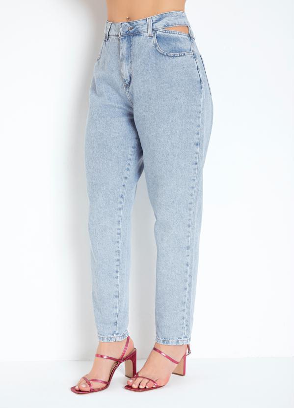 Calça Jeans Mom Jeans com Detalhe Vazado Sawary