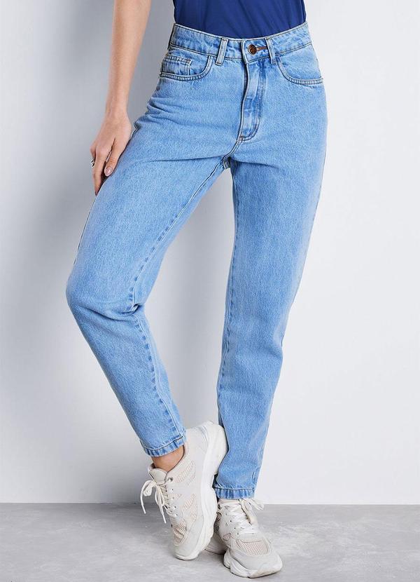 Calça Jeans Mom Polaris Cintura Alta Azul