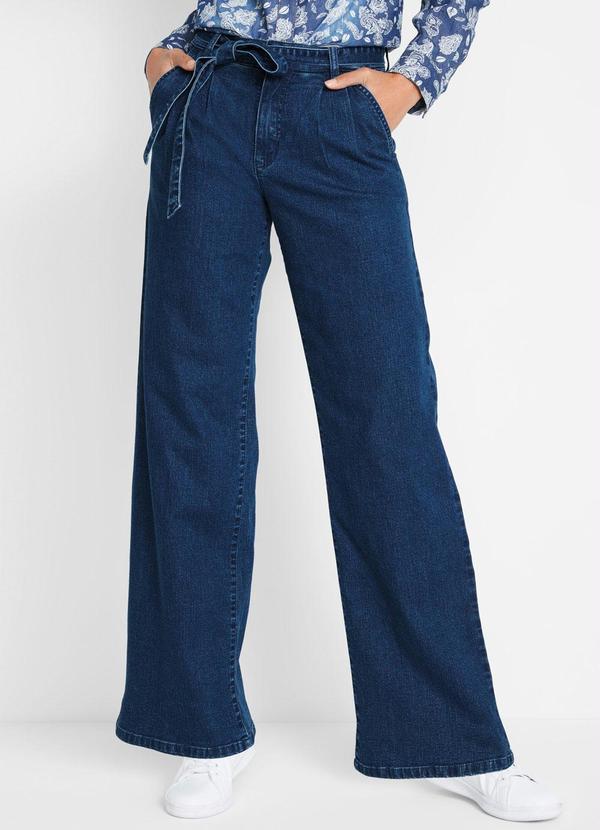 Calça Jeans Pantalona Clochard Azul Médio