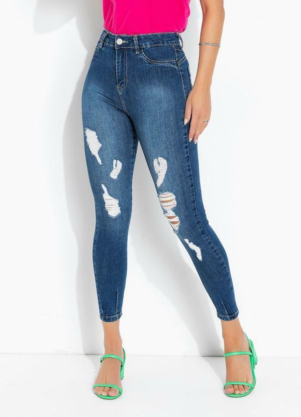 Calça Jeans Push Up Cigarrete com Prega Sawary