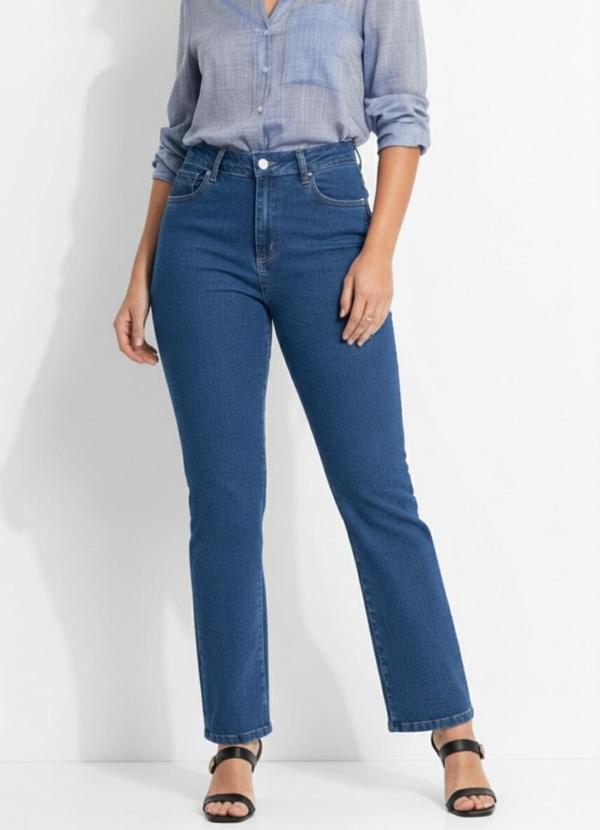 Vista 2 Calça Jeans Reta Azul C&A C&A
