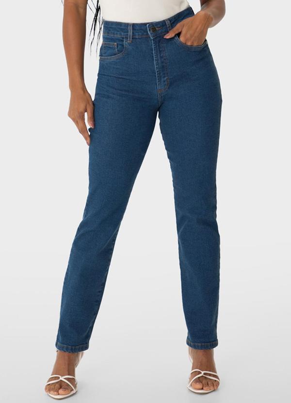 Calça Jeans Reta Cintura Alta Azul