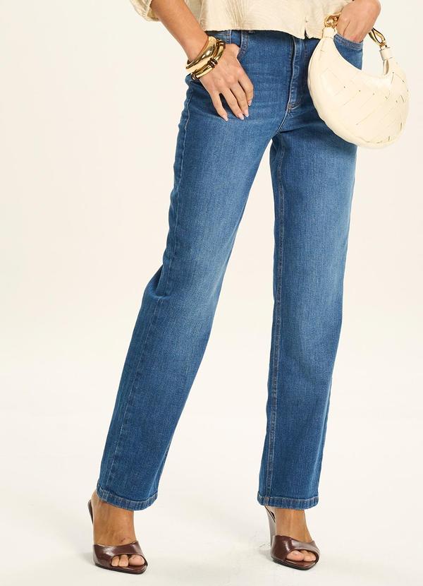 Calça Jeans Reta Cintura Alta Azul