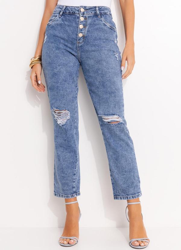 Vista 2 Calça Jeans Reta com Fechamento em Botões Sawary Sawary Jeans Sawary Jeans