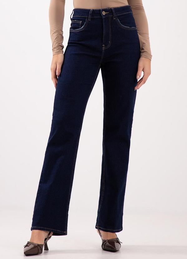 Calça Jeans Reta de Cintura Alta Azul