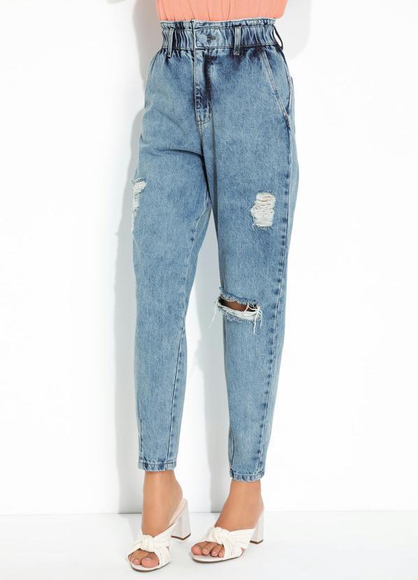 Calça Jeans Slouchy com Elástico Sawary
