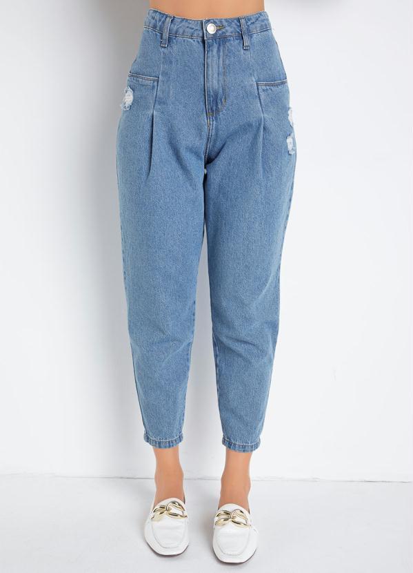 Calça Jeans Slouchy Destroyed com Bolsos Sawary