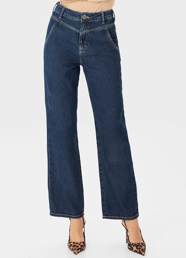 Vista 2 Calça Reta 90'S Jeans Cintura Alta Azul Enfim Enfim