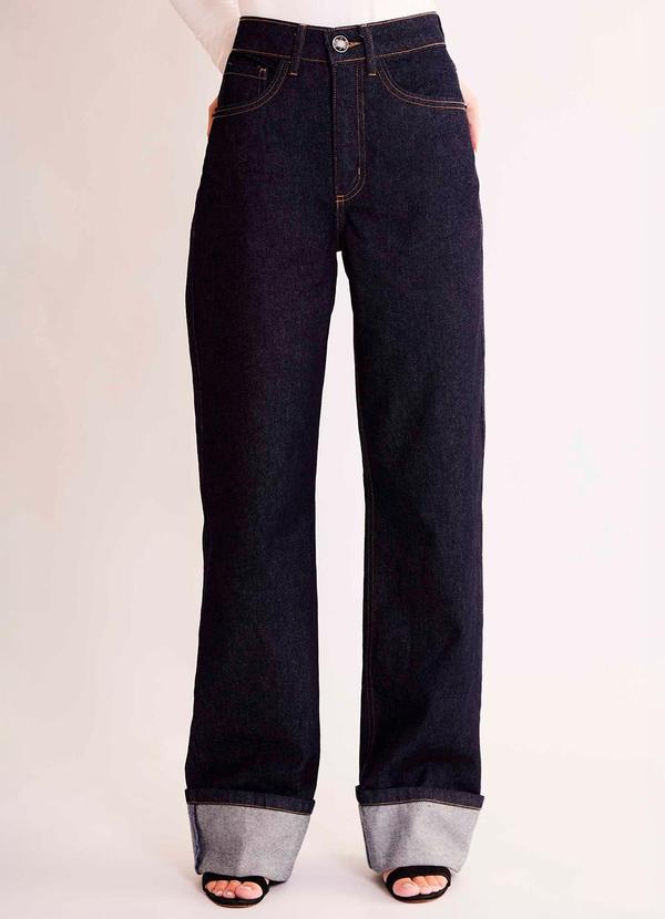 Calça Reta Allure em Denim Azul