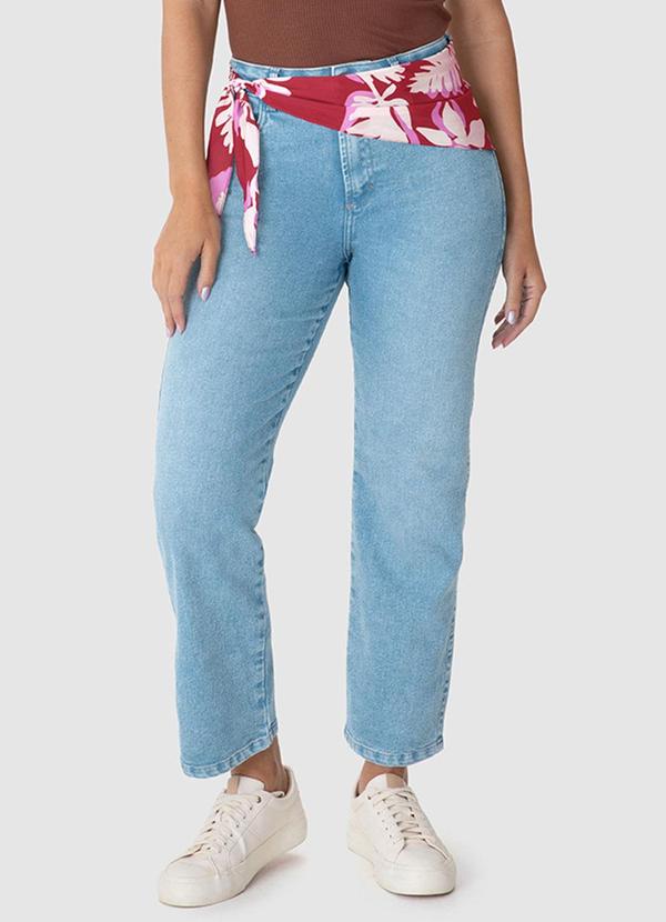 Calça Reta Cropped Jeans Azul Claro
